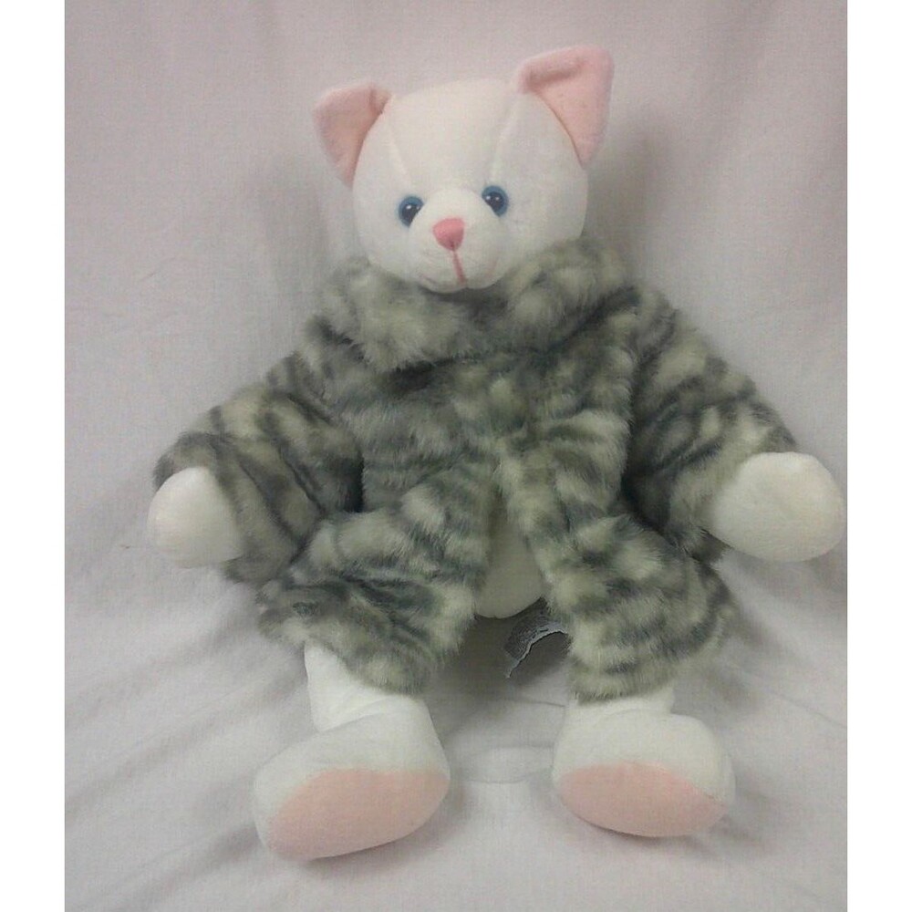 RB Collection for Target Russ Berrie Plush White Cat Fur Coat Blue Eyes 14 In